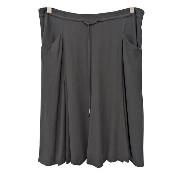 Eileen Fisher Georgette Crepe Skirt Women S* Black Silk Drawstring Drapey - Picture 1 of 11